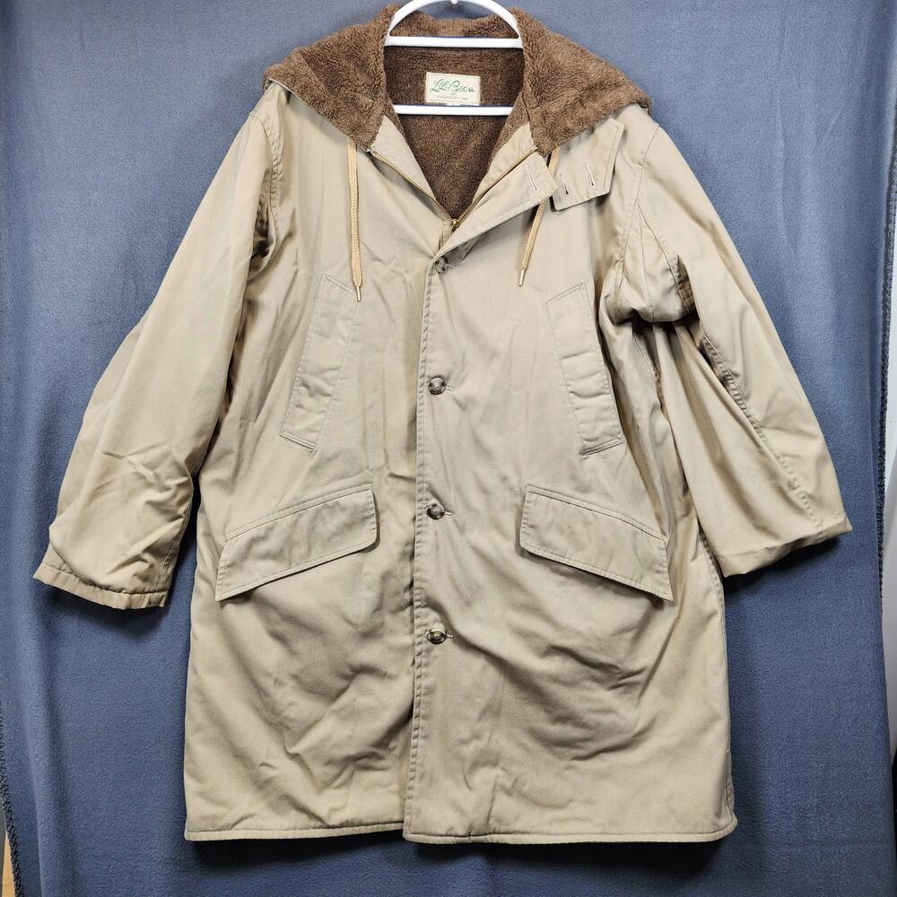 GORPCORE Vintage LL Bean XL Split Hood Parka Fleece Lined Chore Coat RARE FIND